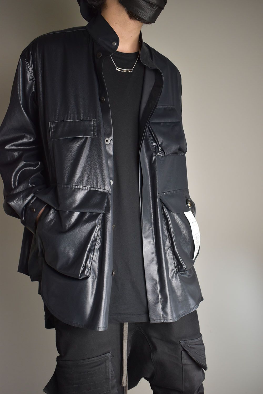 Fake Fake Leather Shirts Jacket"Black" / フェイクフェイクレザーシャツジャケット"ブラック"