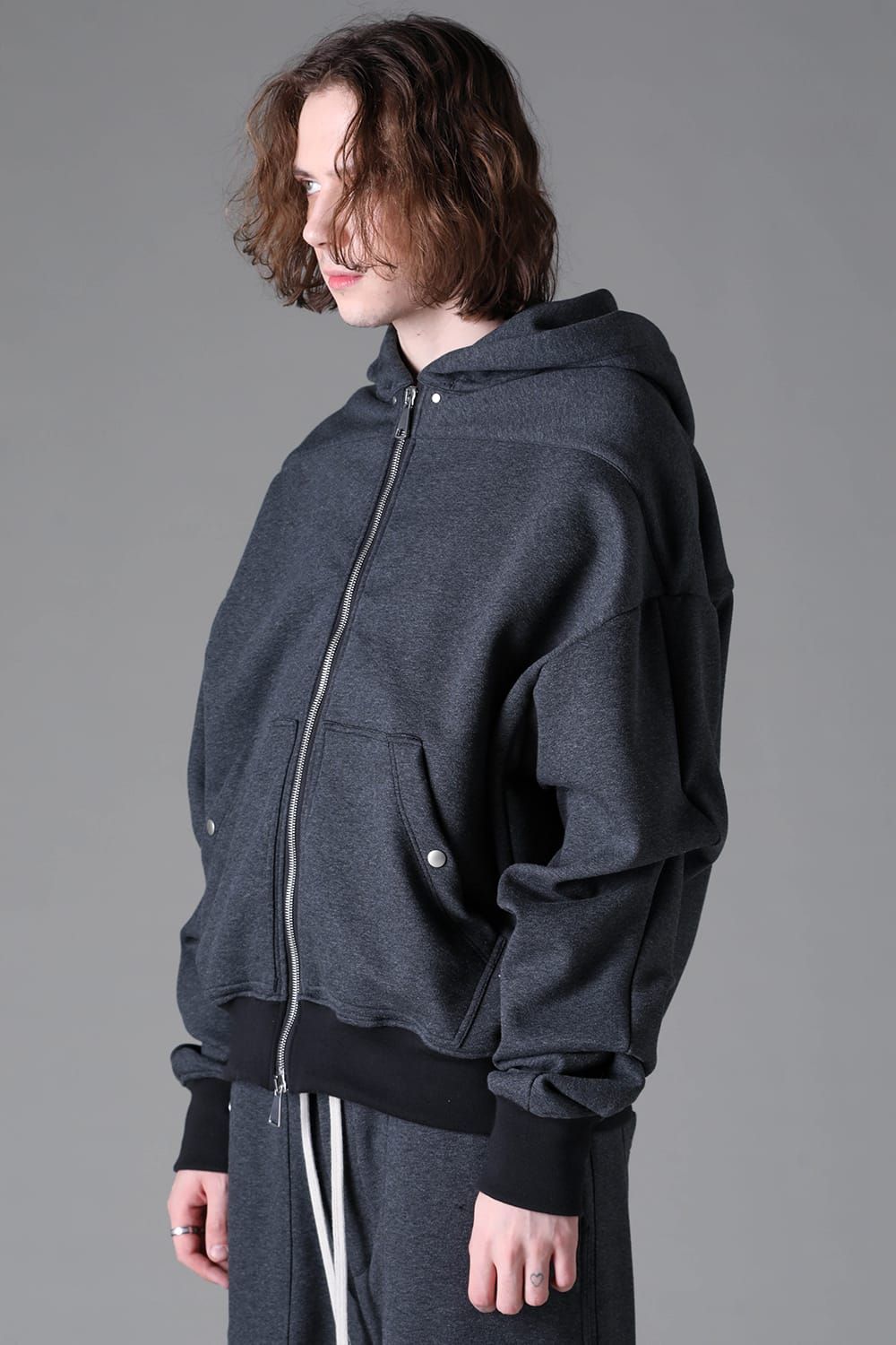 《2026AW先行予約》 Bonded Zip Hoodie"Black / D.Grey" ボンデッドジップフーディ"ブラック/ダークグレー"