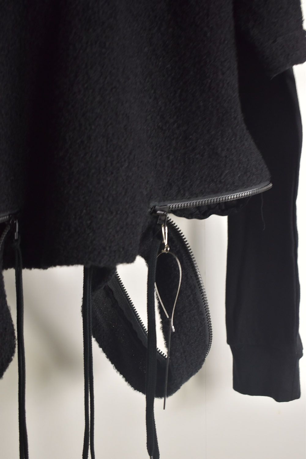 Loop Knit Oversized Layered Hooded Pullover"Black" / ループニットオーバーサイズレイヤードフーデッドプルオーバー"ブラック"