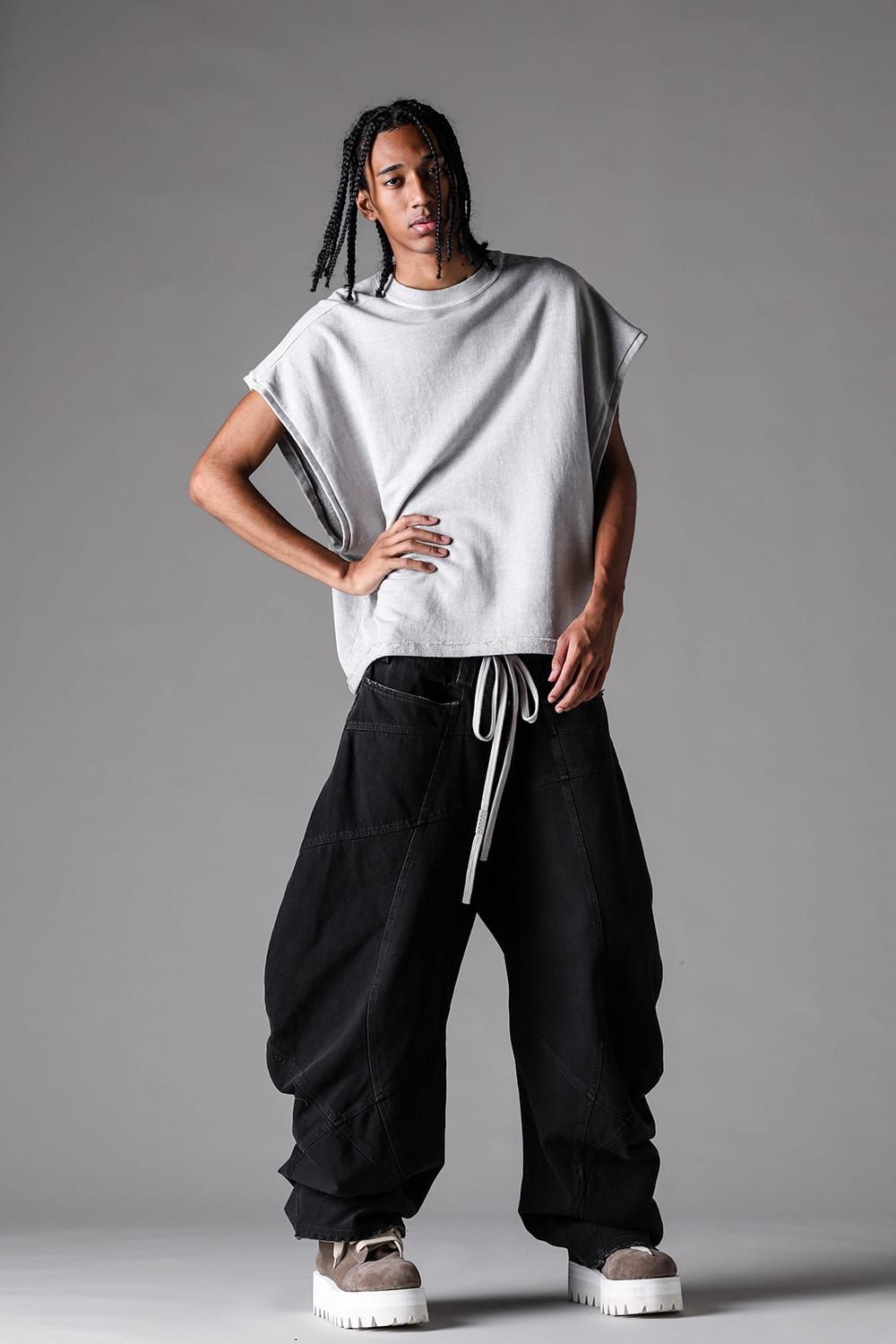 《2027SS先行予約》Sumi Dyed Lightweight French Terry Over Sized Tank"L.Grey  / D.Grey" / 墨染ミニ裏毛オーバーサイズタンク"ライトグレー / ダークグレー"
