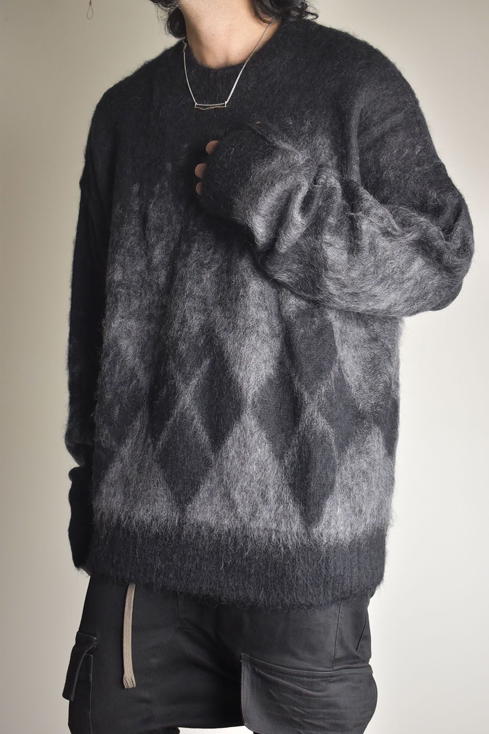 Mohair Alpaca Knit Pullover"Black Grap" / モヘアアルパカニットプルオーバー"ブラックグレープ"