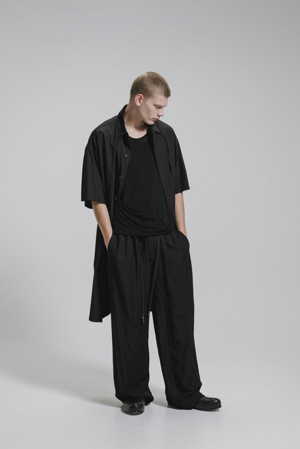 Cotton Broad Short-Sleeved Big Shirt &Dress"Black" / コットンブロード半袖ビッグシャツ / ワンピース"ブラック"