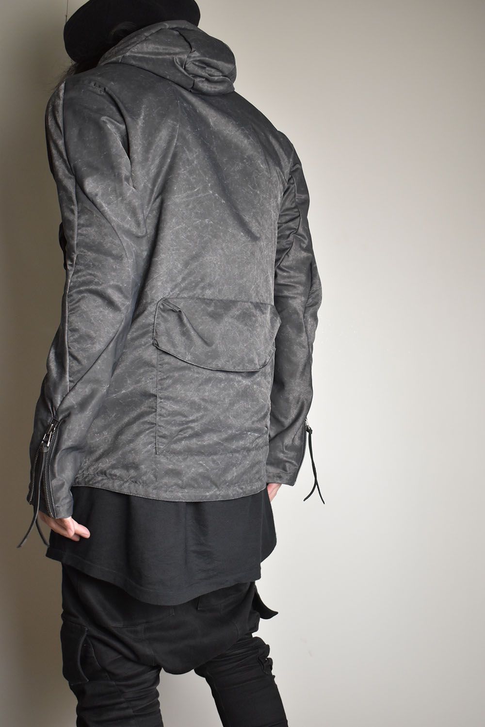 Pigment Coated Washer Nylon Hooded Jacket"Black" / 顔料コーティングワッシャーナイロンフーデットジャケット"ブラック"