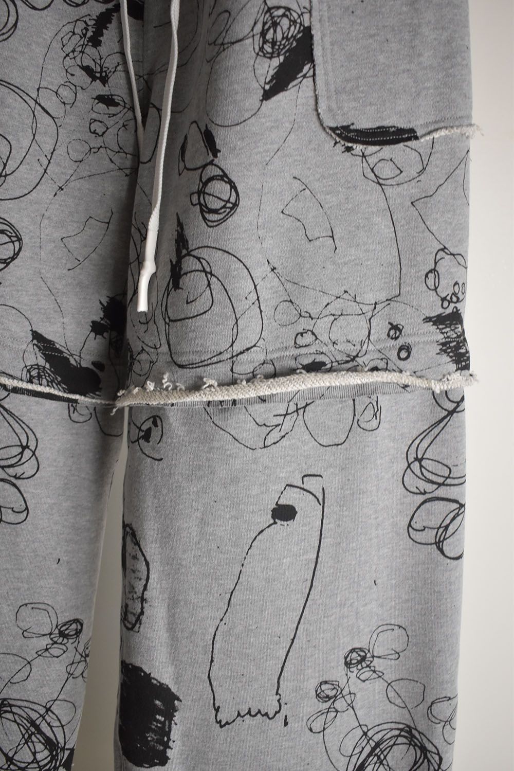 Sweat Print Wide Pants"Grey" / スウェットプリントワイドパンツ"グレー"