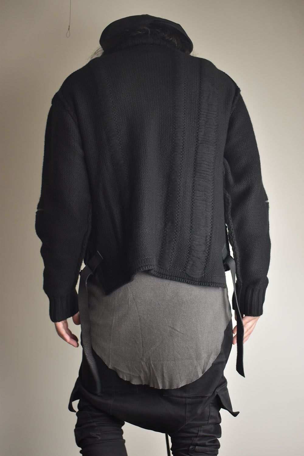 Damage Stripe Knit Cropped Jacket "Black" / ダメージストライプニットクロップドジャケット"ブラック"