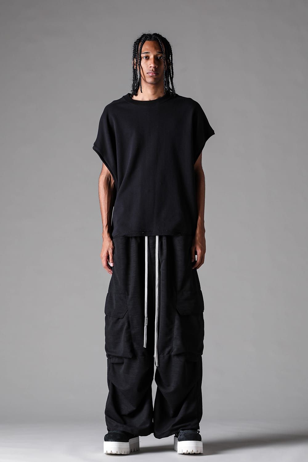 《2027SS先行予約》Lightweight French Terry Over Sized Tank"Black" / ミニ裏毛オーバーサイズタンク"ブラック"