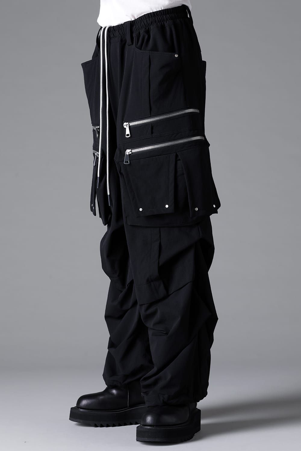 《2026SS先行予約》Stretch Nylon Cargo Tuck Wide Pants"Black" / ストレッチナイロンカーゴタックワイドパンツ"ブラック"