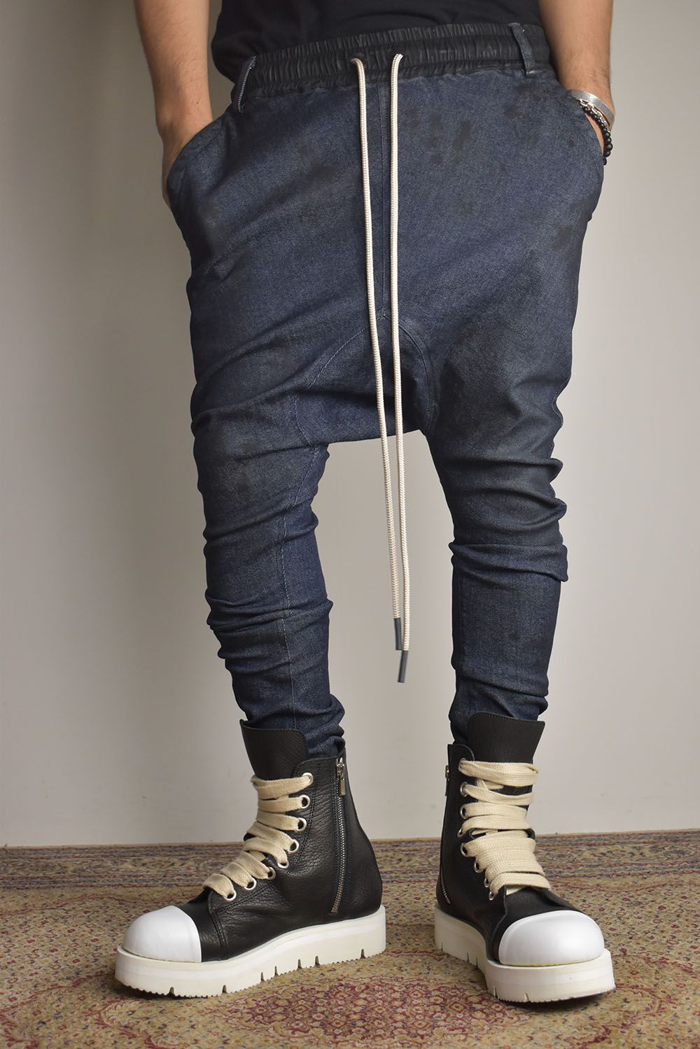 Coated Stretch denim Sarouel skinny"Blue" / コーティングストレッチデニムサルエルスキニー"ブルー"