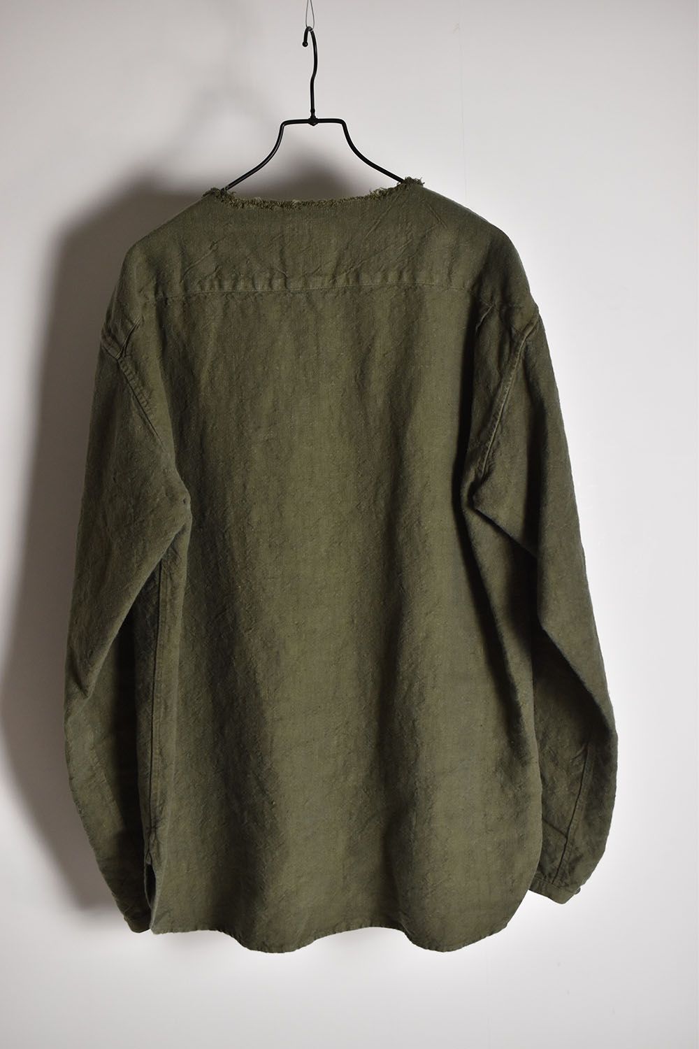 Linen Canvas Garment Dyed Military Sleeping Shirt"Khaki"/リネンキャンバスガーメントダイミリタリースリーピングシャツ"カーキ"