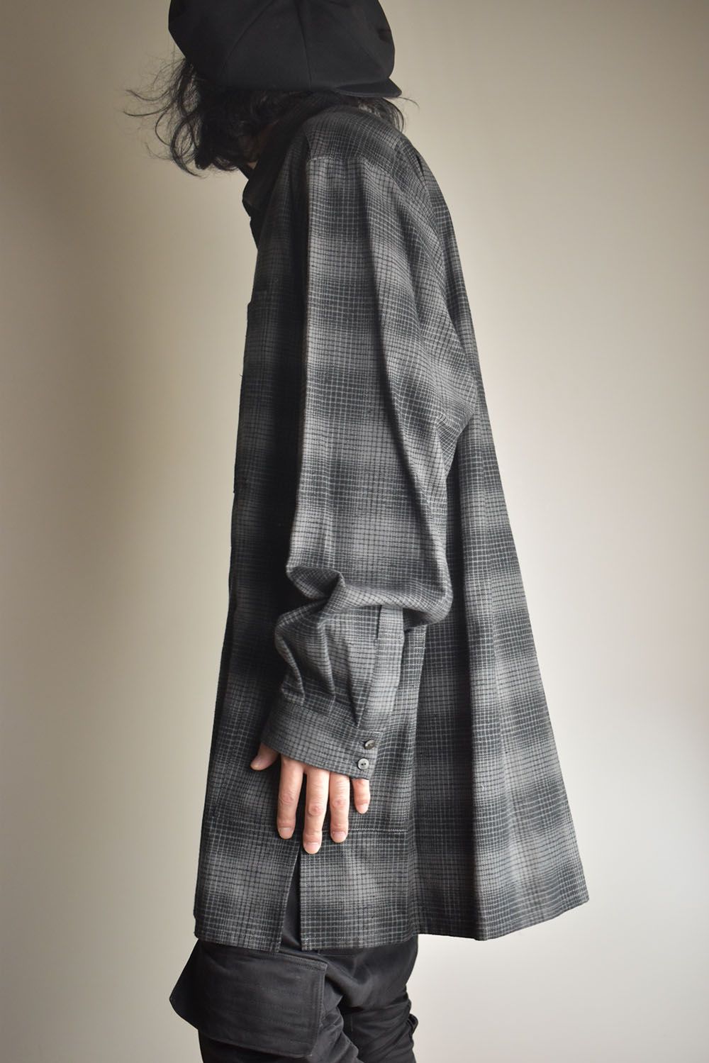 Over Sized Check Shirts"Grey" / オーバーサイズドチェックシャツ"グレー"