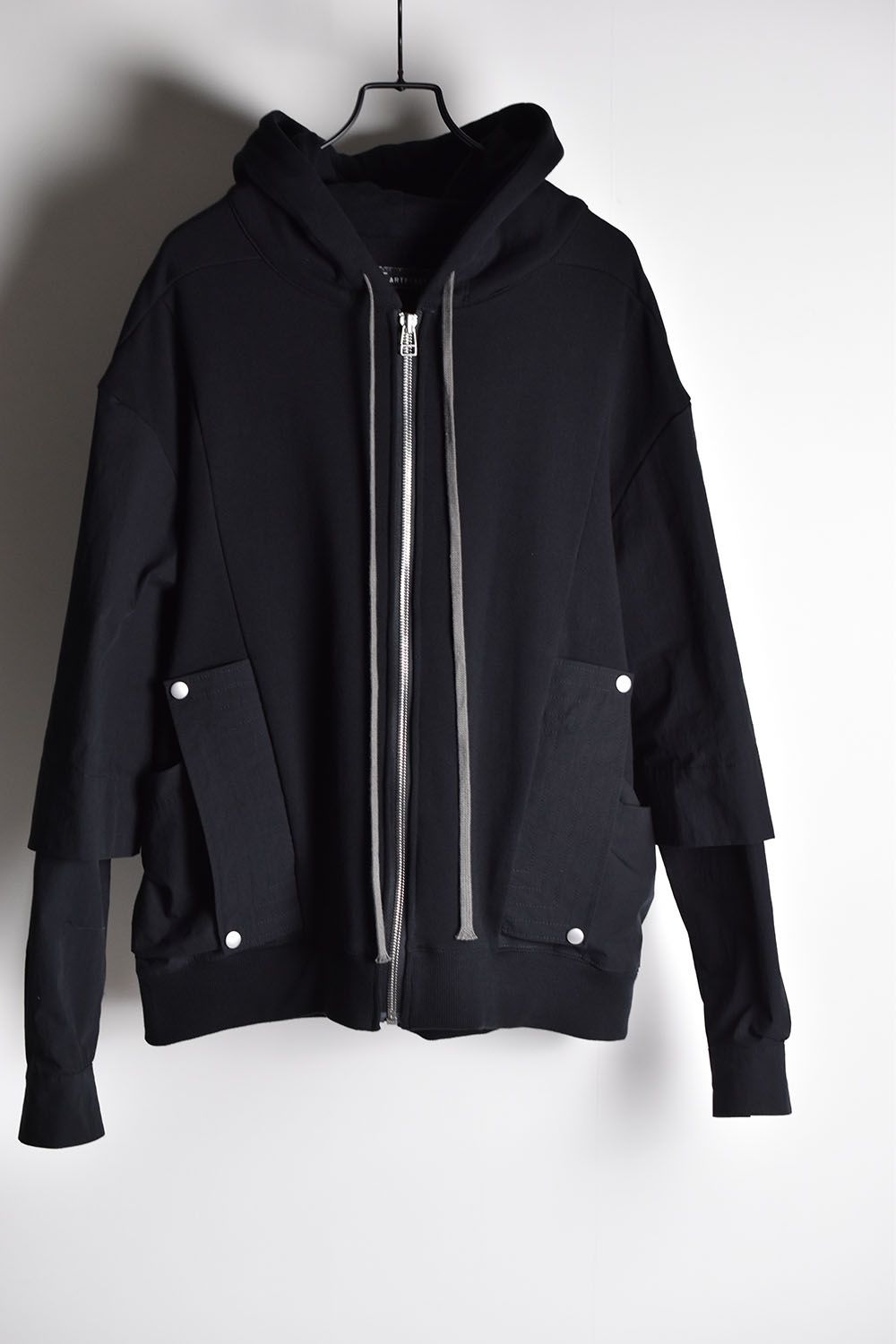 Combi Layered Zip Hoodie"Black"/コンビレイヤードジップフーディ"ブラック"