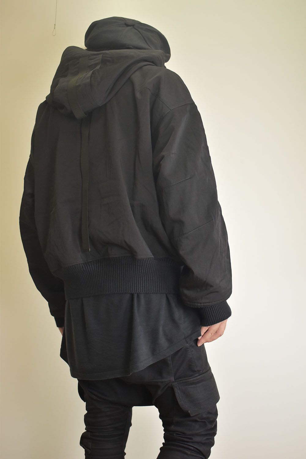 Nylon Wool Twill Hooded Jacket"Black" / ナイロンウールツイルフーデッドジャケット"ブラック"