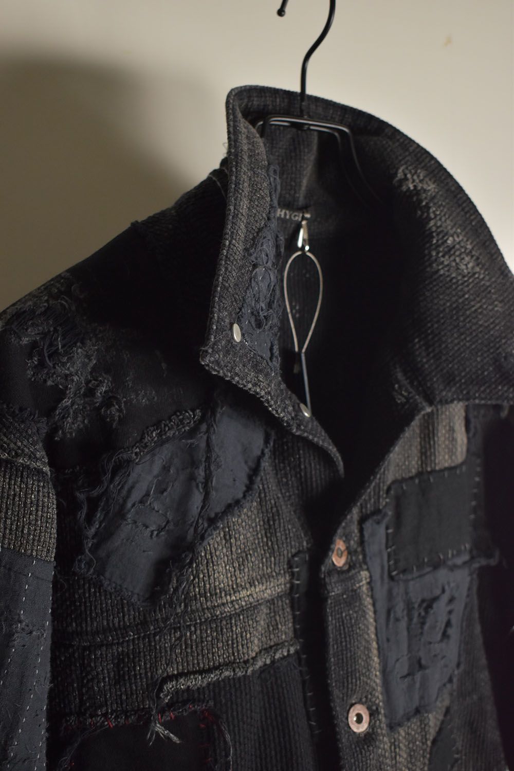 Crust Damage Repair Sashiko Jacquard Jacket "Black" / クラストダメージリペア刺子ジャガードジャケット"ブラック"