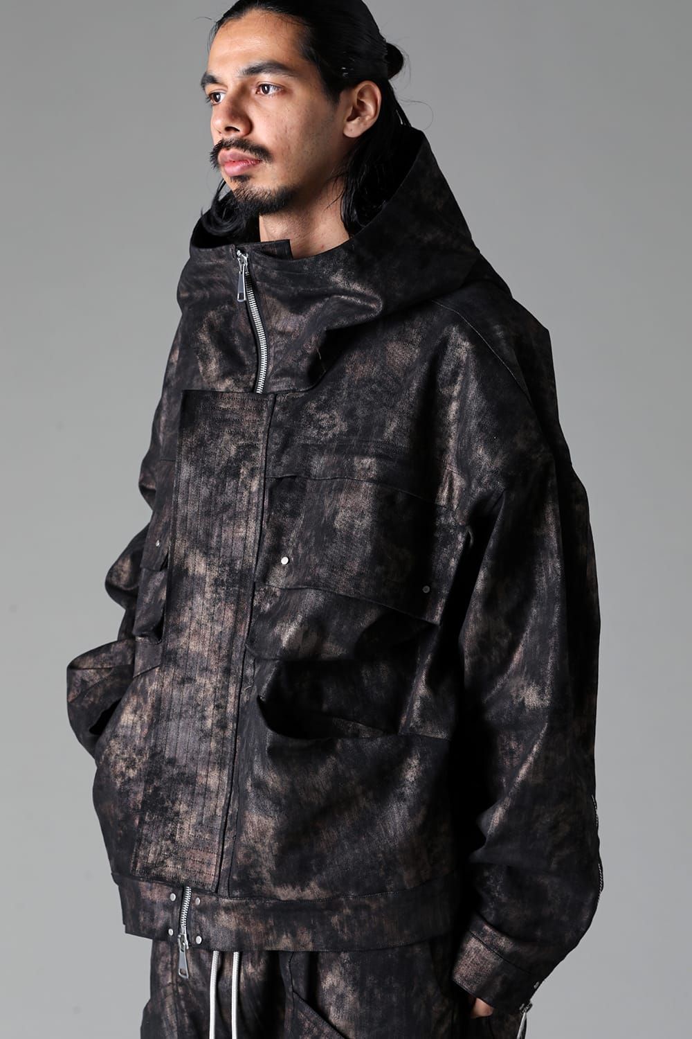 《2025AW先行予約》Metal Steam Camouflage Hooded Blouson"Black × Beige" / メタルスチームカモフラージュ フーデッドブルゾン"ブラック×ベージュ"