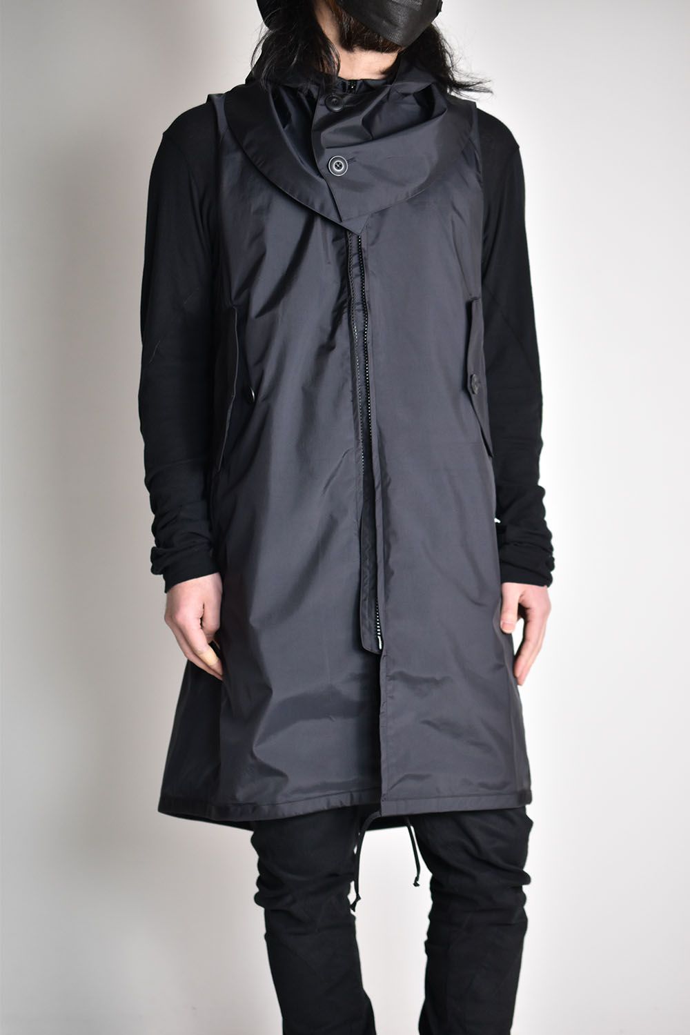 Hooded Sleeve Less Coat"Black"/ フーデットスリーブレスコート"ブラック"