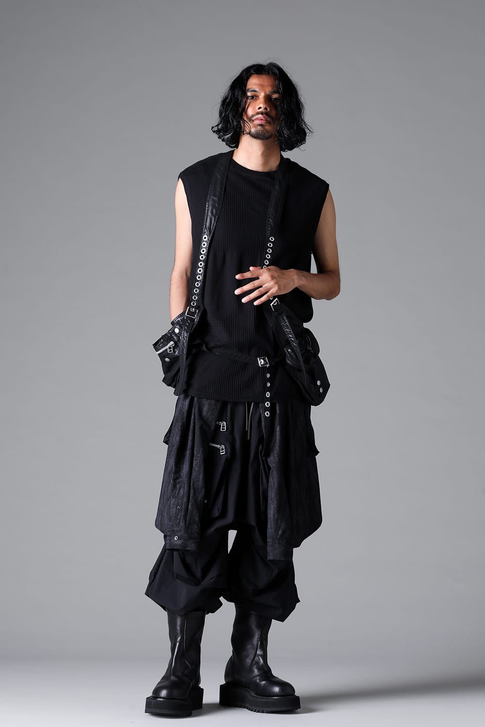 《2026SS先行予約》Deformed Stripe Pattern Tank Top "Black / Cream" /ディフォルメドストライプパターンタンクトップ"ブラック/クリーム"