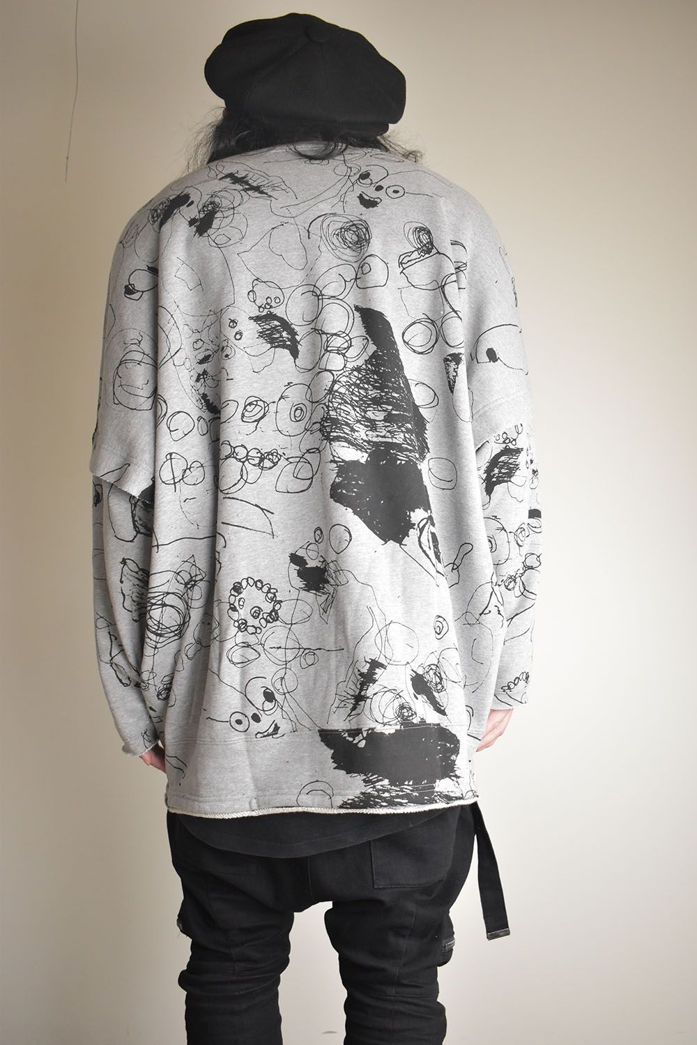 Sweat Oversize Print Pullover"Grey" / スウェットオーバープリントプルオーバー"グレー"