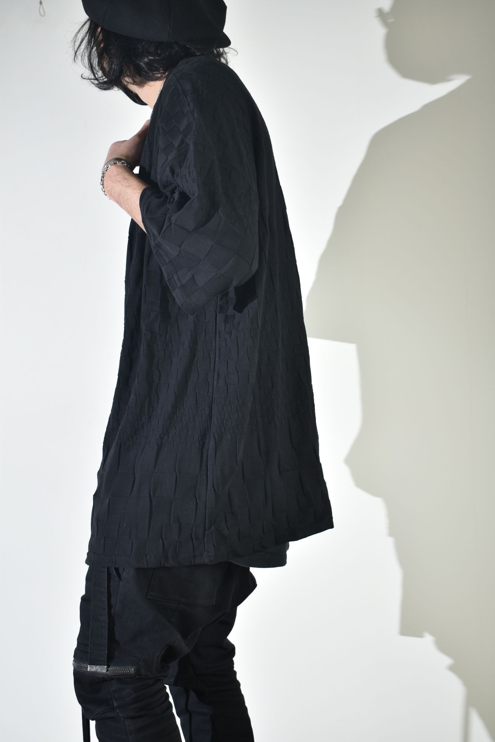 Gradient Plaid Pattern Jumbo Tee"Black" / グラデーションチェックパターンジャンボTee"ブラック"