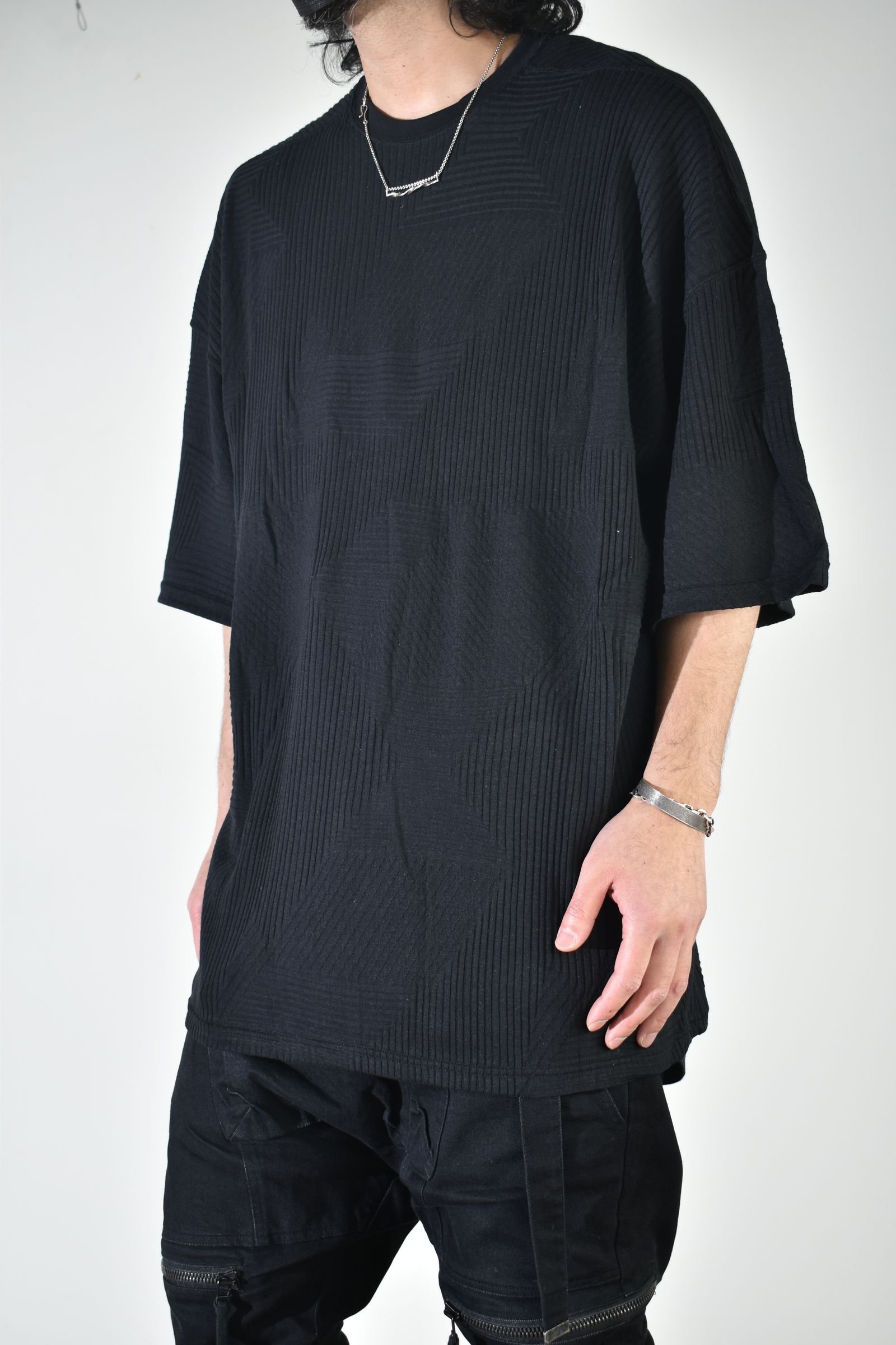 Deformed Stripe Pattern Jumbo Tee "Black" /ディフォルメドストライプパターンジャンボTee"ブラック"