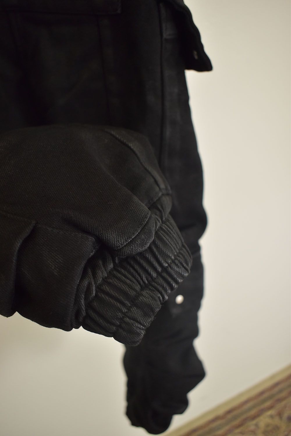 Coating Bonding Sarouel Cargo Jogger Denim"Black" / コーティングボンディングサルエルカーゴジョガーデニム"ブラック"