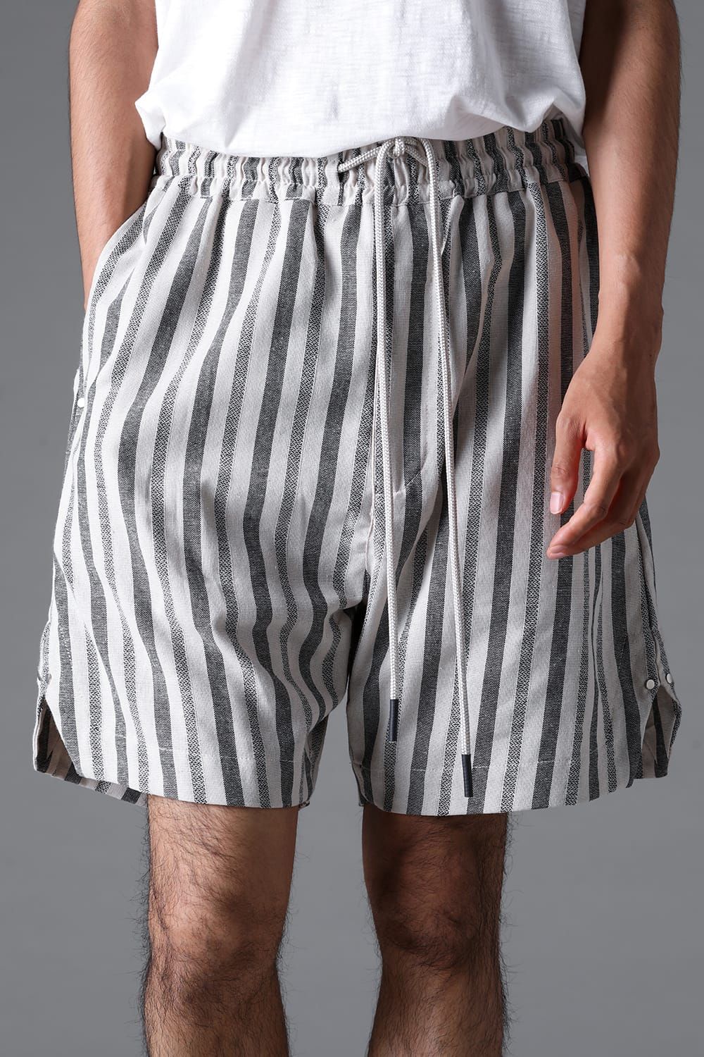 《2026SS先行予約》Vertical Stripes Shorts"Cream×L.Grey" / バーティカルストライプショーツ"クリーム×グレー"