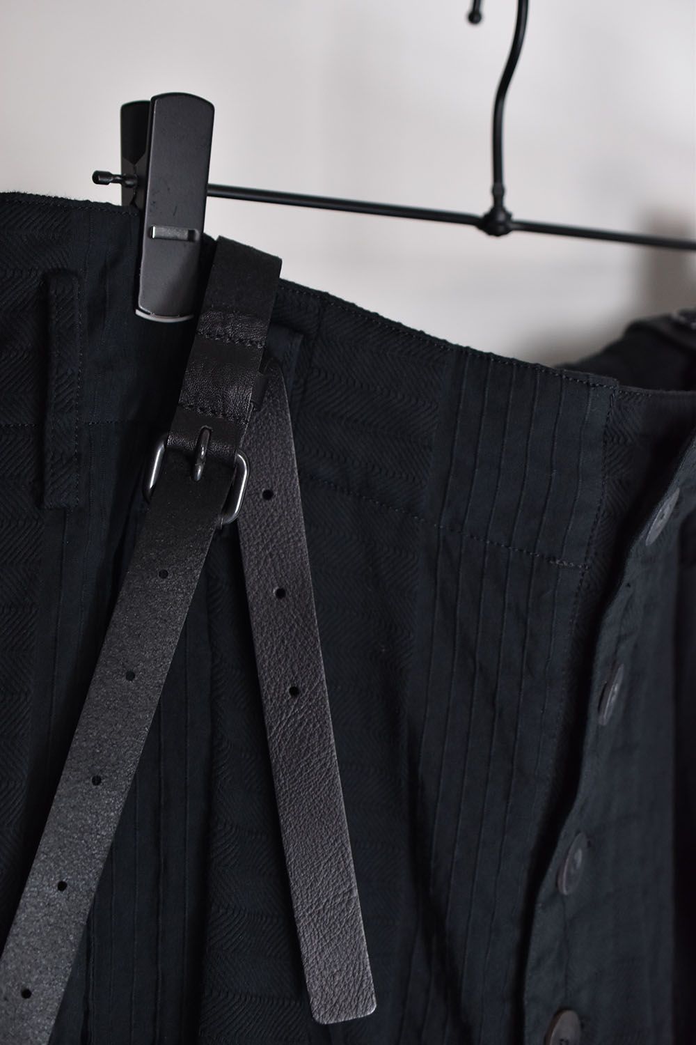 Garment Dyed Code Border 2Tuck Drop Clotch Pants"Black"/2タックドロップクロッチパンツ"ブラック"