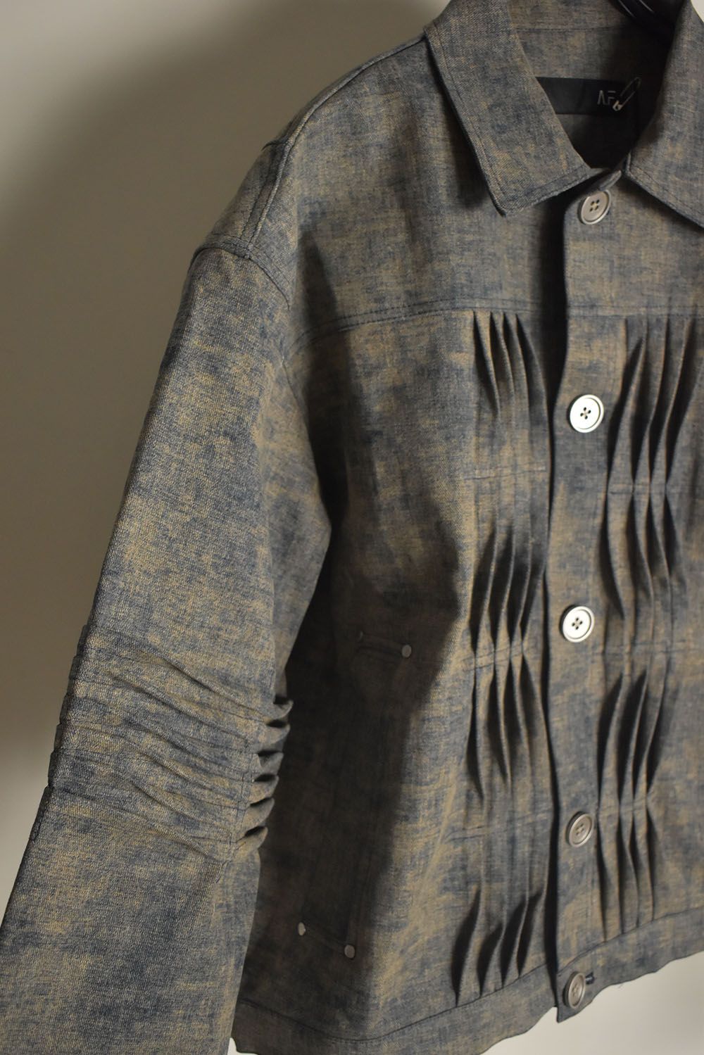 Blended Shades Denim Pin Tuck Blouson "Steel Blue" / ブレンデッドシェイドデニムピンタックブルゾン"スティールブルー"