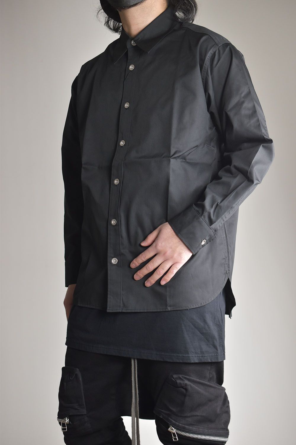 Metal Button Loose Fit Shirt"Black"/メタルボタンルーズフィットシャツ"ブラック"