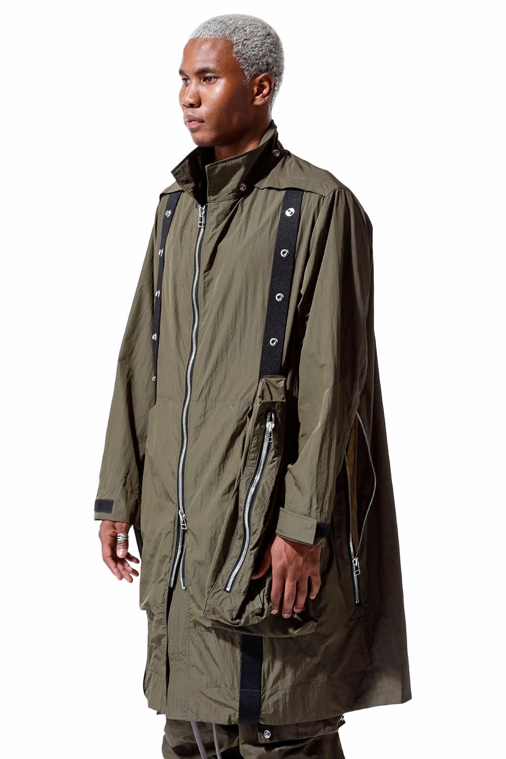 Nylon Hoodie Long Coat"Khaki"/ナイロンフーディロングコート"カーキ"