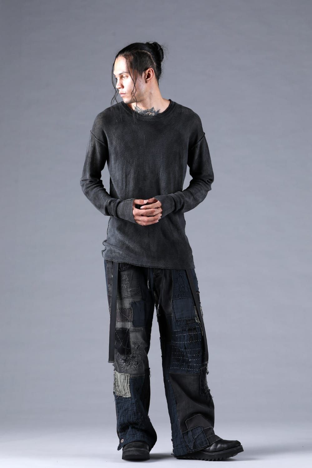 7G Paper Yarn Knit Pullover"Black" / 7Gペーパーヤーンニットプルオーバー"ブラック"