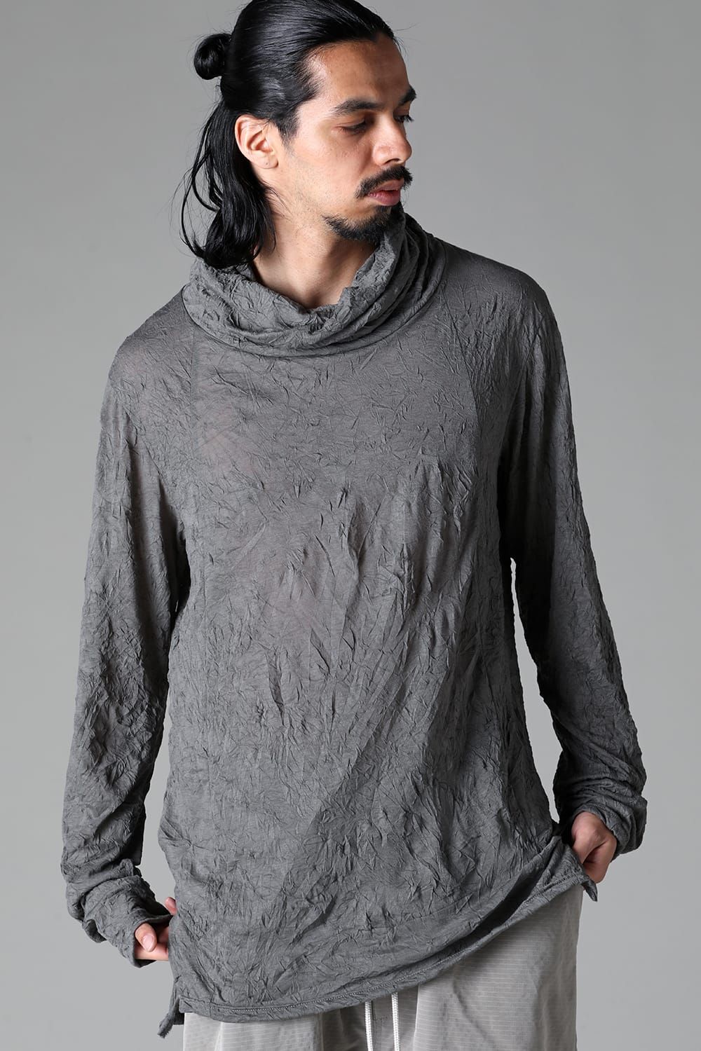 《2025AW先行予約》Gauze Washer High Neck Top"Black / Grey /Ivory /Beige"/ガーゼワッシャーハイネックトップ"ブラック/グレー/アイボリー/ベージュ"