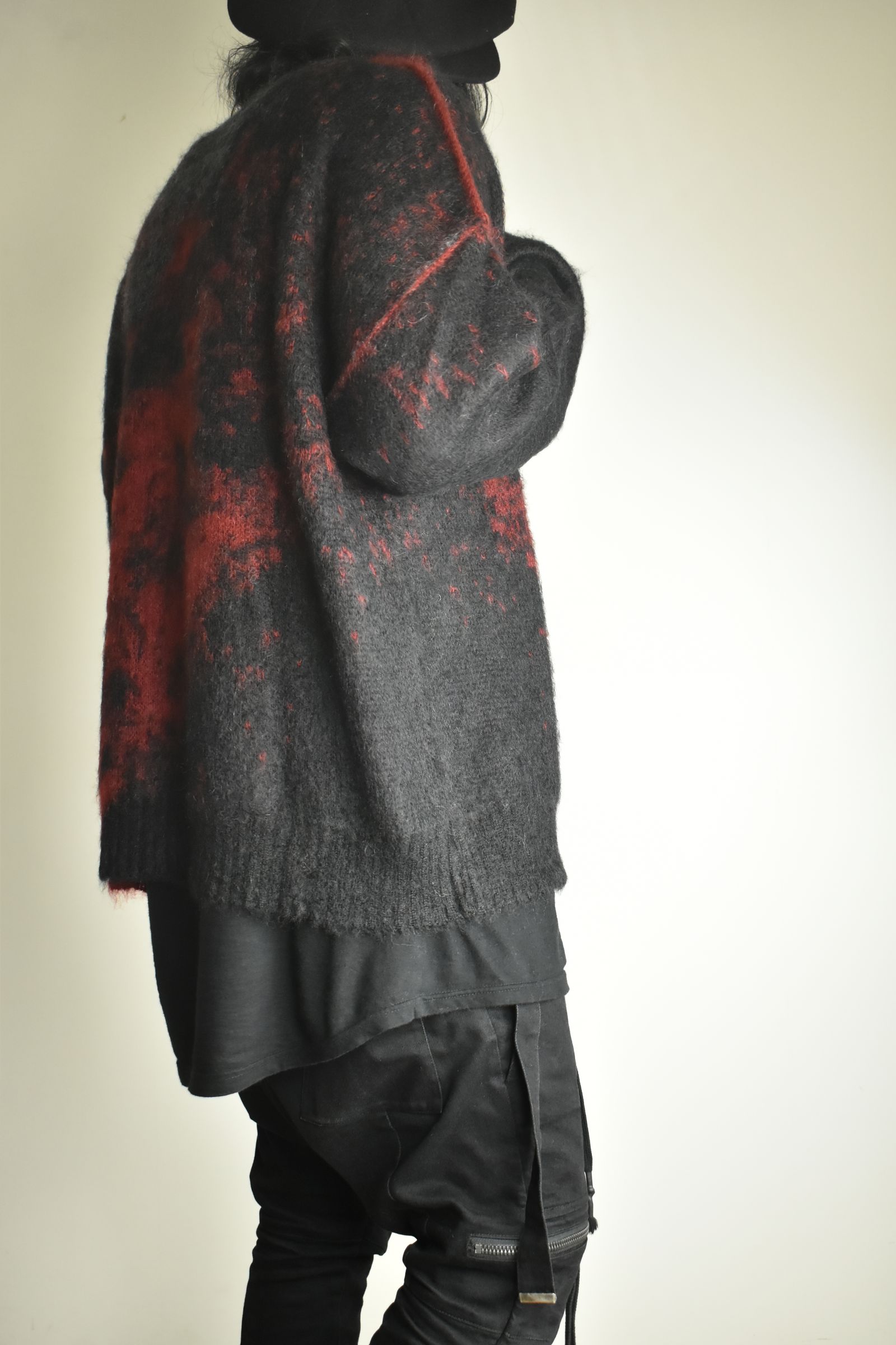 Gradation Mohair Knit Pullover"Black-Red" / グラデーションモヘアニットプルオーバー"ブラックレッド"