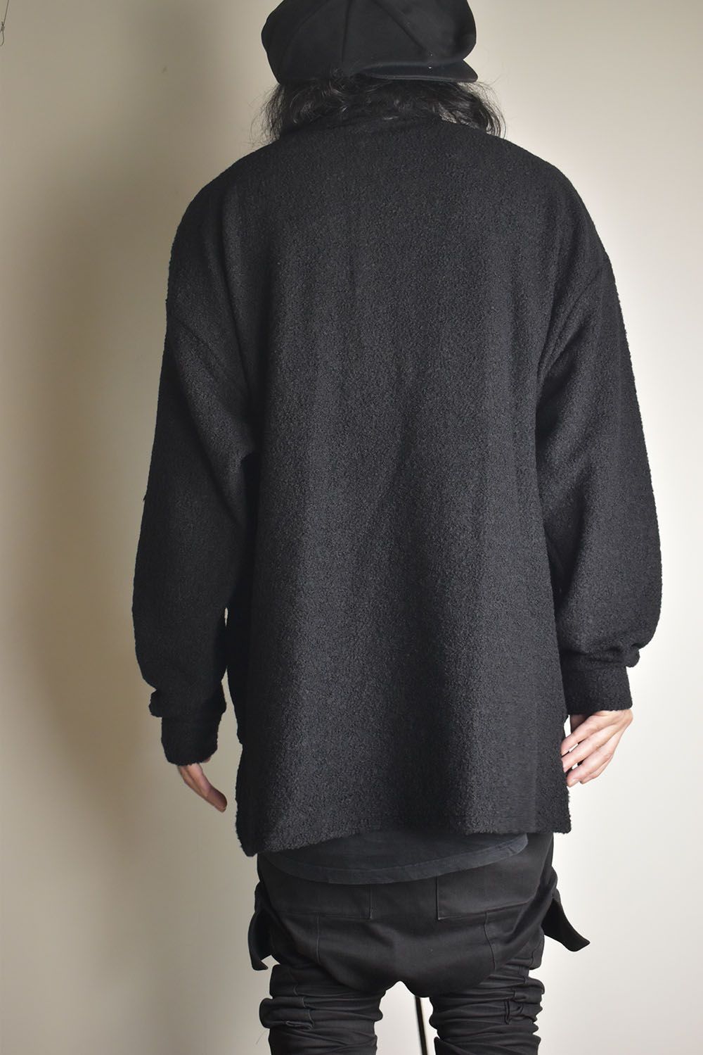Loop Knit High Neck Long Sleeve T-Shirt "Black" / ループニットハイネックロングスリーブTシャツ"ブラック"