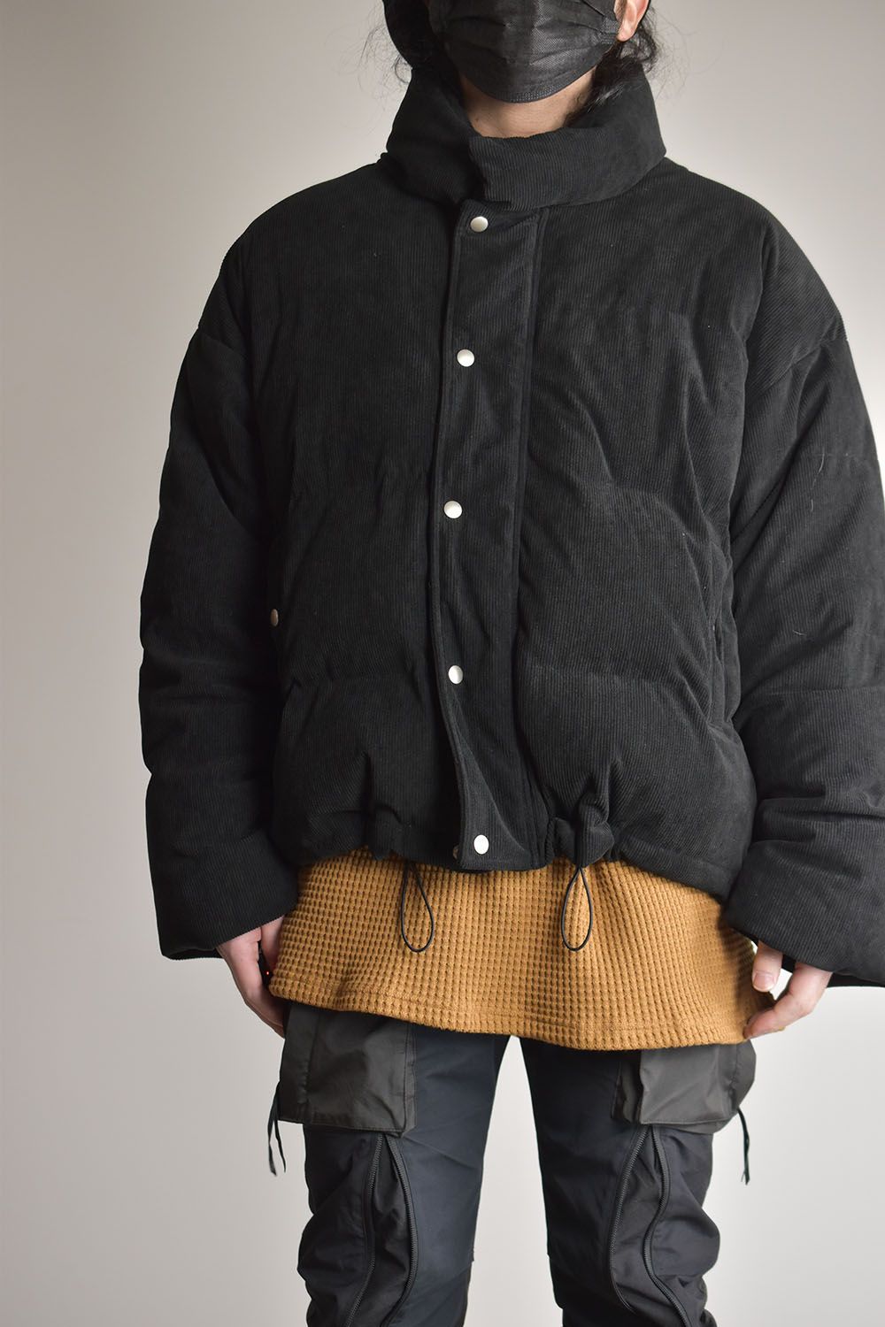 Corduroy High Neck Down jacket"Black/Brown"/コーデュロイハイネックダウンジャケット"ブラック/ブラウン"