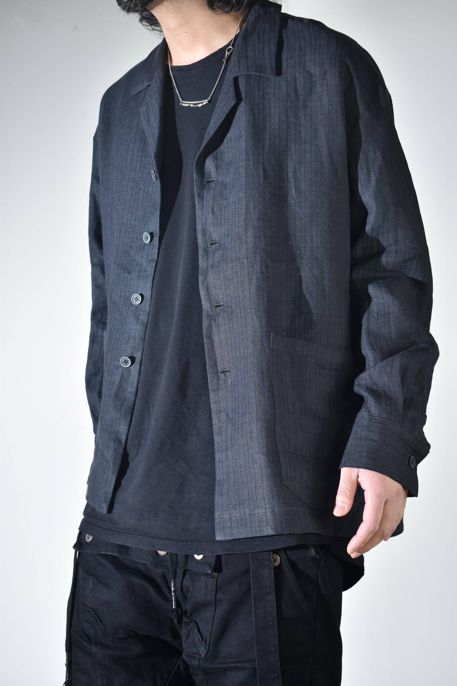 Linen Silk Shirts Jacket"Tuxedo" / リネンシルクシャツジャケット"タキシード"