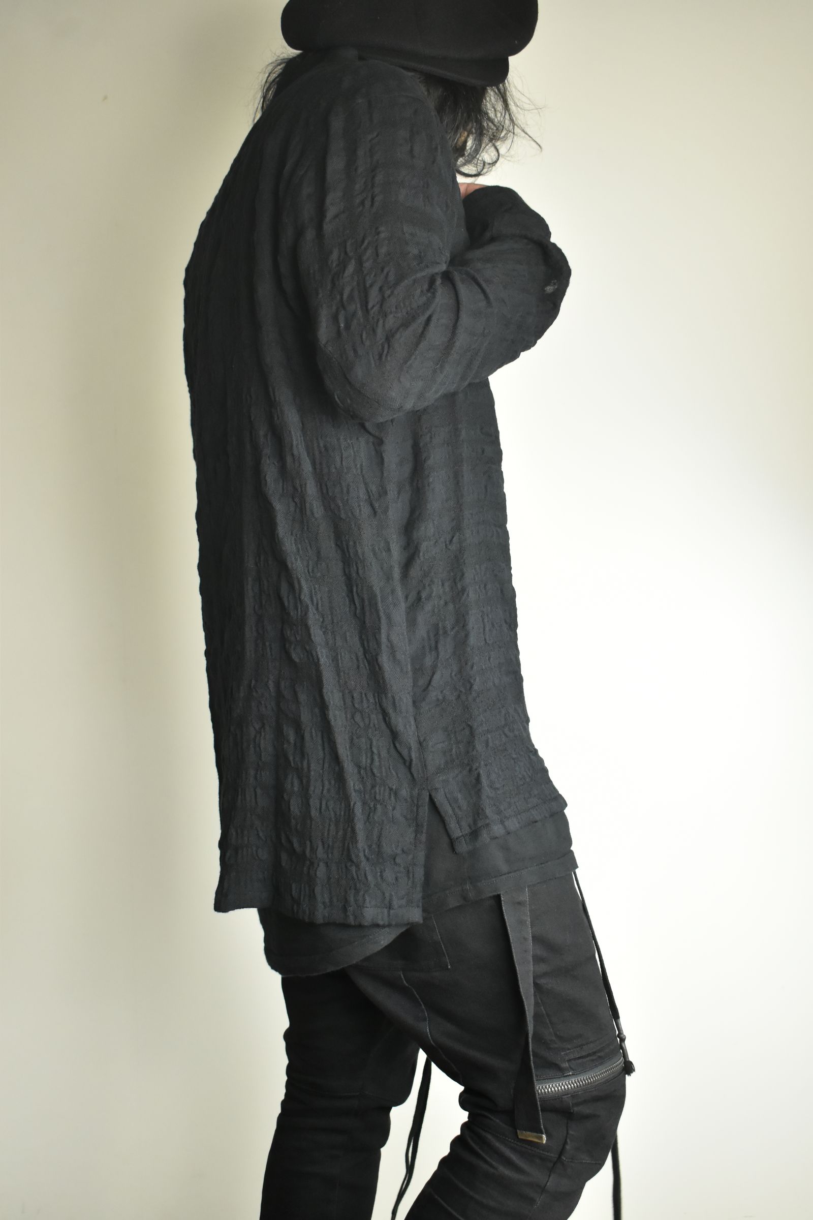 Shadow Check Shawl Collar Shirt"Black" / シャドウチェックショールカラーシャツ"ブラック"