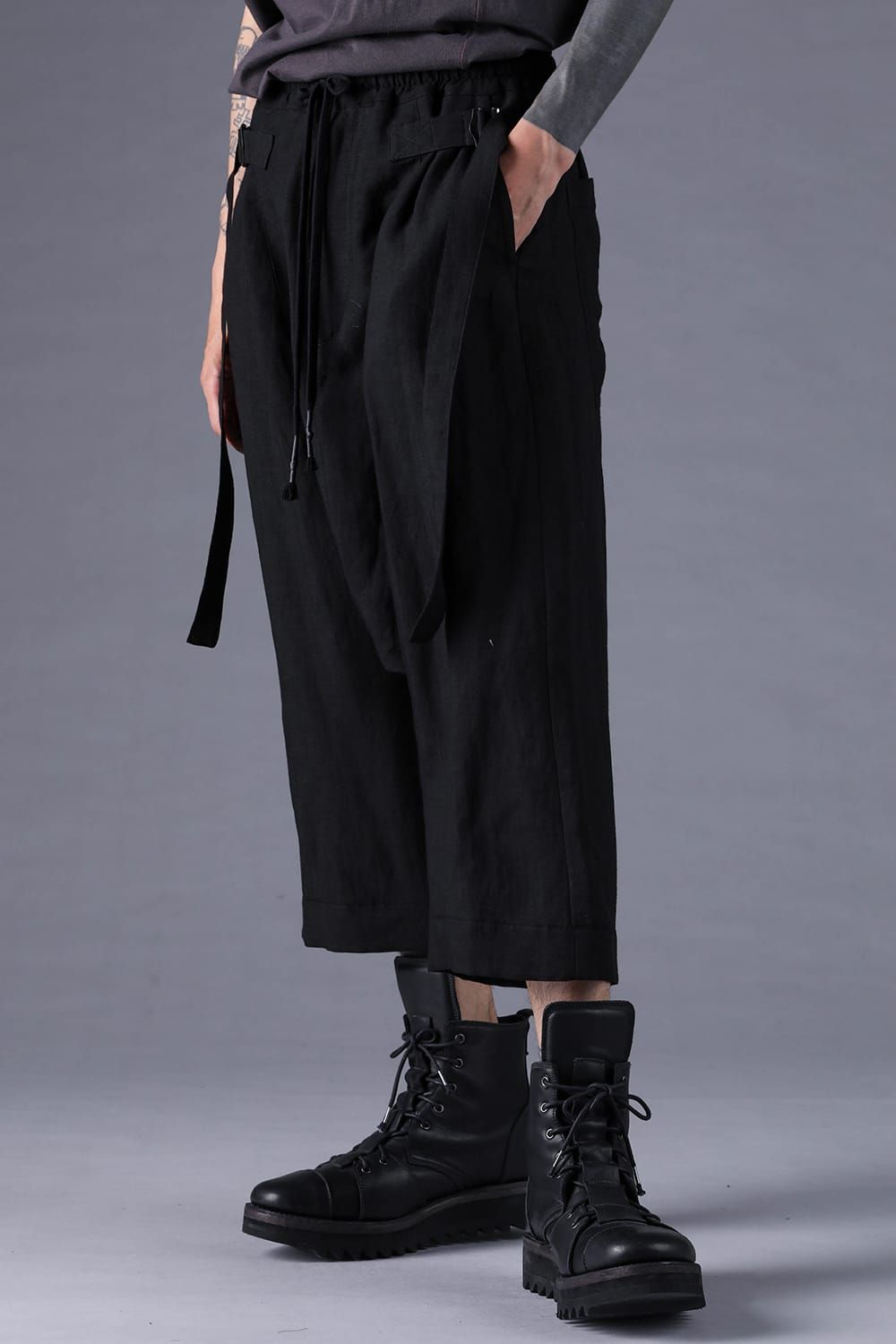 《2027SS先行予約分》Bamboo Linen Wide-Leg Cropped Pants"Black" / バンブーリネンワイドクロップドパンツ"ブラック"