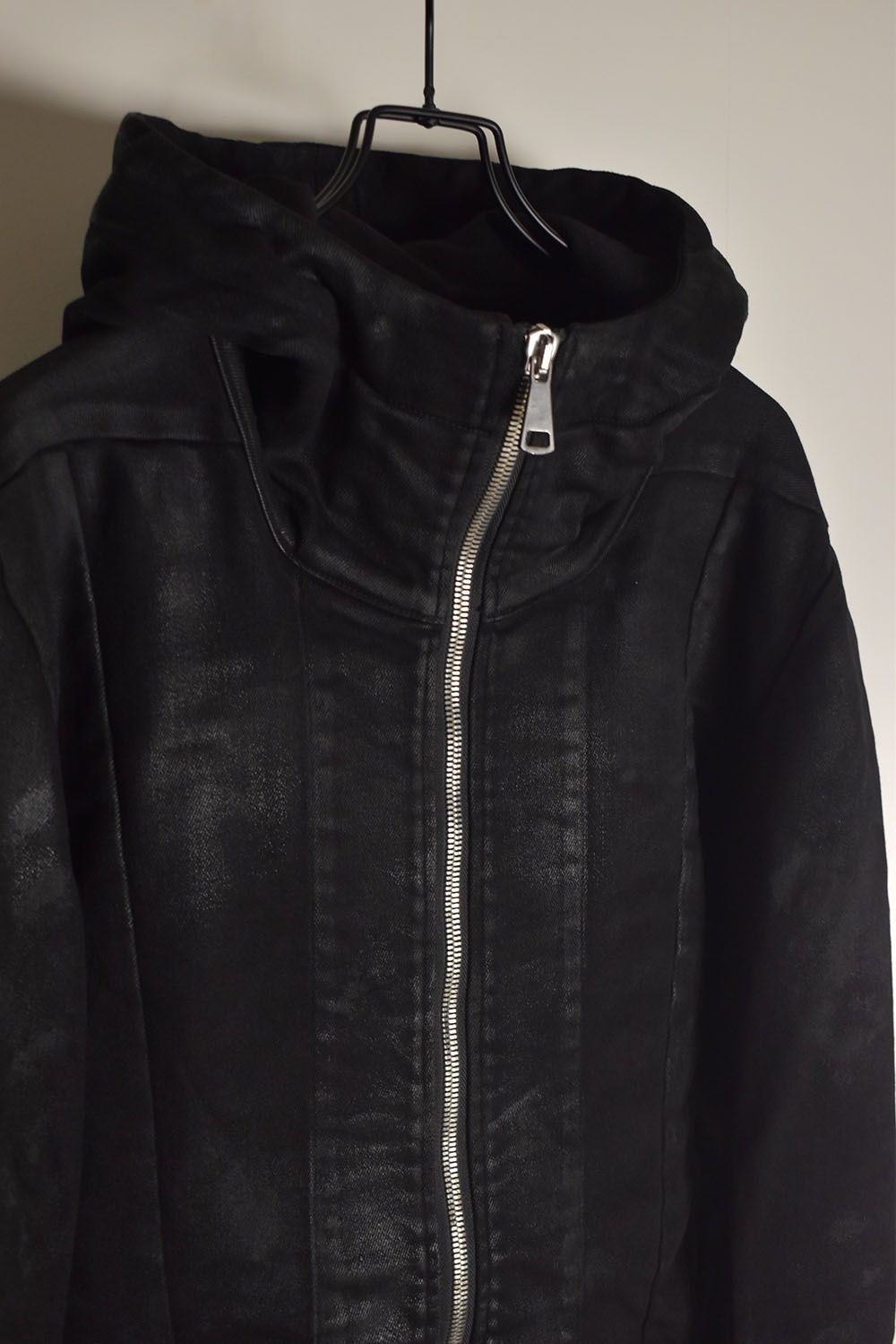 Coated Bonding Hoodie Denim Blouson"Black" / コーディングボンディングフーデッドデニムブルゾン"ブラック"