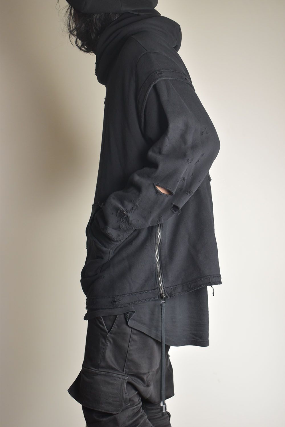 Untwisted Sweat Oversized Pullover Hoodie "Black" / 無撚糸裏毛オーバーサイズプルオーバーフーディー"ブラック"