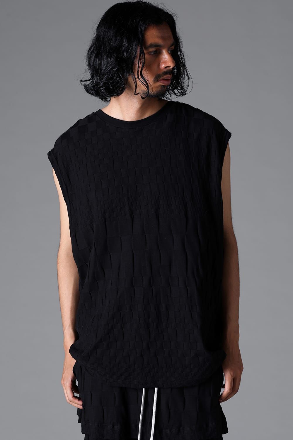 《2026SS先行予約》Gradient Plaid Pattern Shiva Long Sleeve Tee "Black / Cream" / グラデーションチェックパターンシヴァロングスリーブ"ブラック/クリーム"