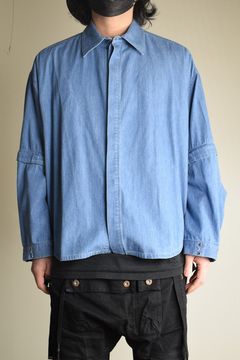 Detachable Sleeve Hook Cuff Shirt"Blue Washed" / デタッチャブルスリーブホックカフスシャツ"ブルーウォッシュド"