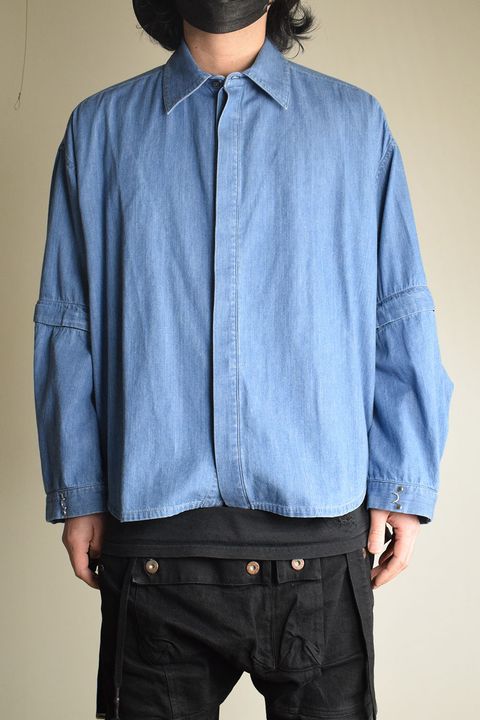Detachable Sleeve Hook Cuff Shirt"Blue Washed" / デタッチャブルスリーブホックカフスシャツ"ブルーウォッシュド"