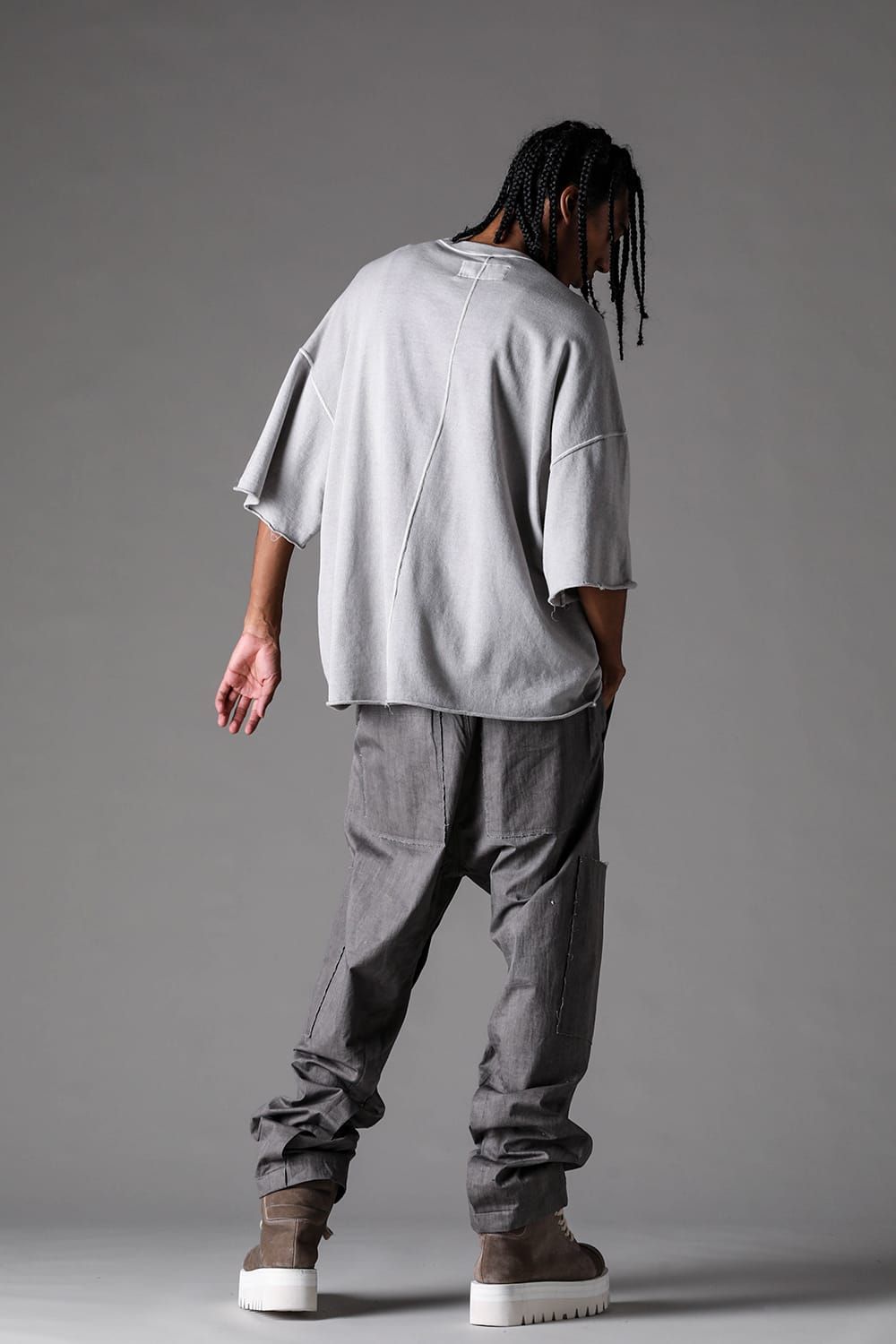《2027SS先行予約》Sumi Dyed Wide Cargo Pants"Grey / L.Grey" / 墨染ワイドカーゴパンツ"グレー/ライトグレー"