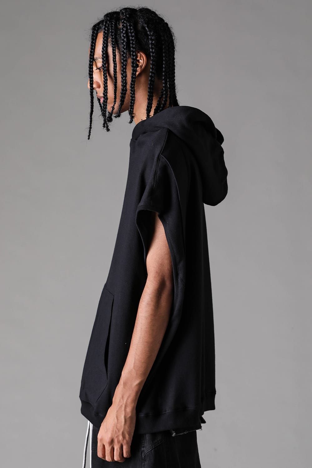 《2027SS先行予約》Lightweight French Terry Sleeve Less Hoodie "Black" / ミニ裏毛スリーブレスフーディ"ブラック"