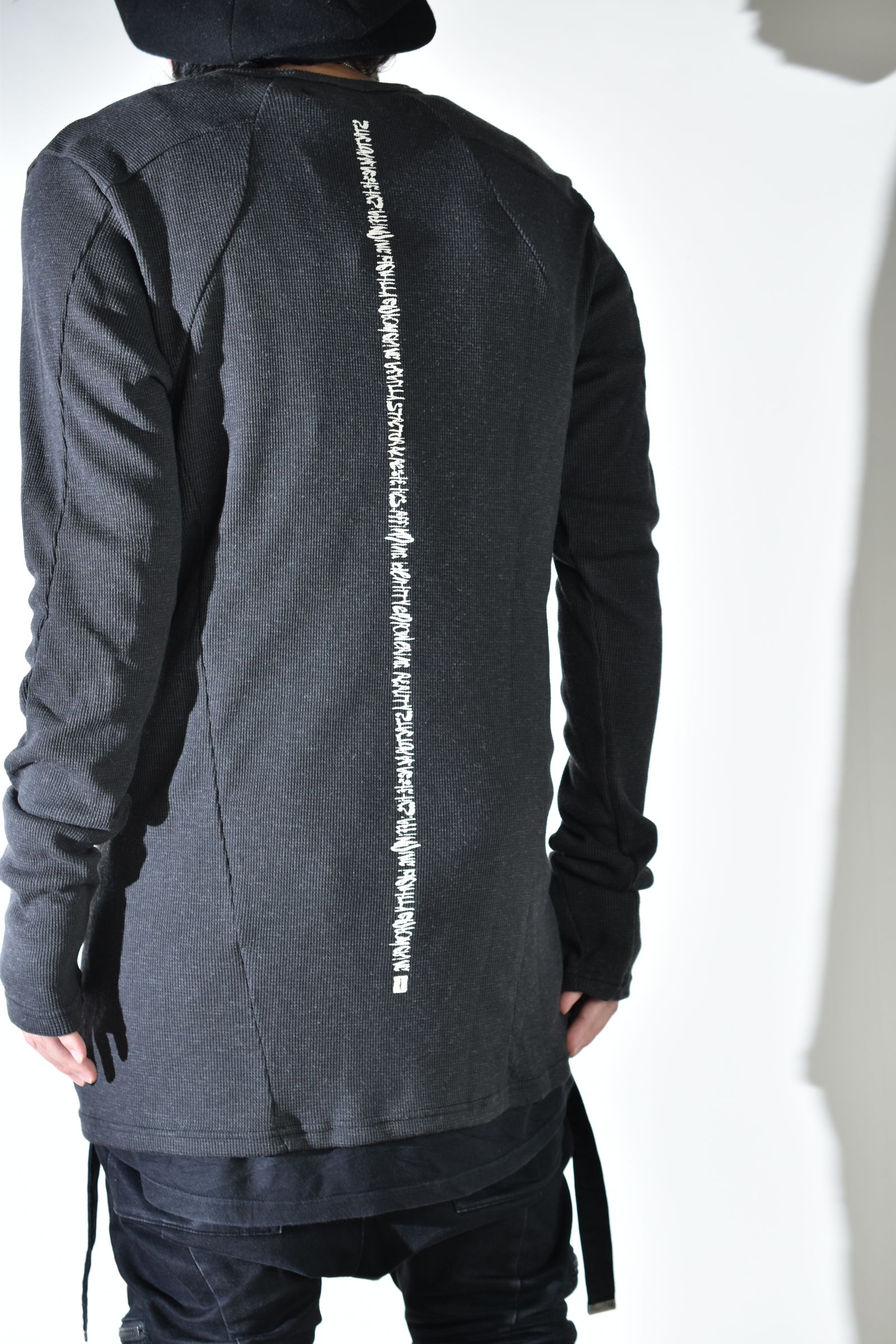 Back Printed Waffle Jersey Long  Sleeve Tee"D.Grey" バックプリントワッフルジャージーロングスリーブTee"ダークグレー"