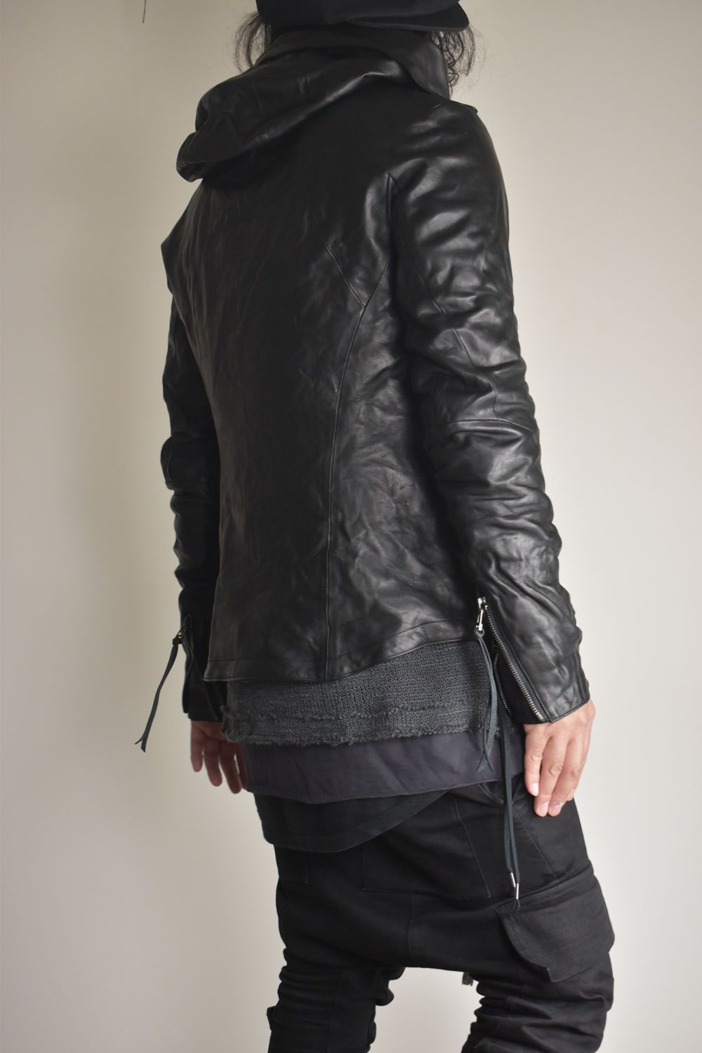 Horse Leather Hood Attachd Jacket "Black" / ホースレザーフードアタッチドジャケット"ブラック"