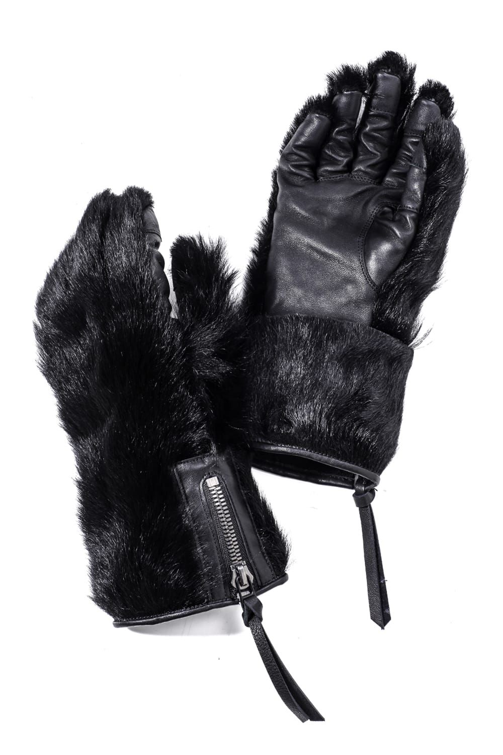 Goatfur and Horsehide Combination Gloves"Black" / ゴートファー×ホースレザーコンビネーショングローブ"ブラック"