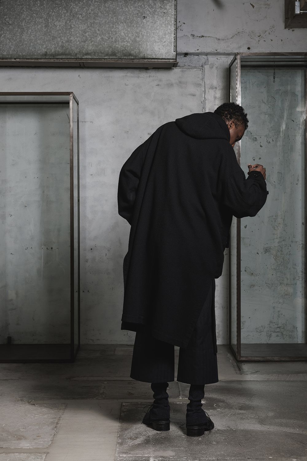 Wool Fulling Product Dyed Coat "Black" / ウール縮絨 製品染めコート"ブラック"