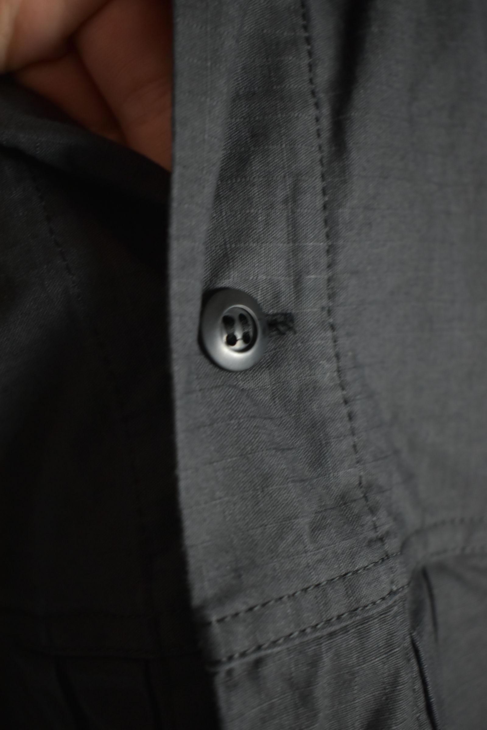 Rip Stop Open Collar Shirt"Black" / リップストップオープンカラーシャツ"Black"