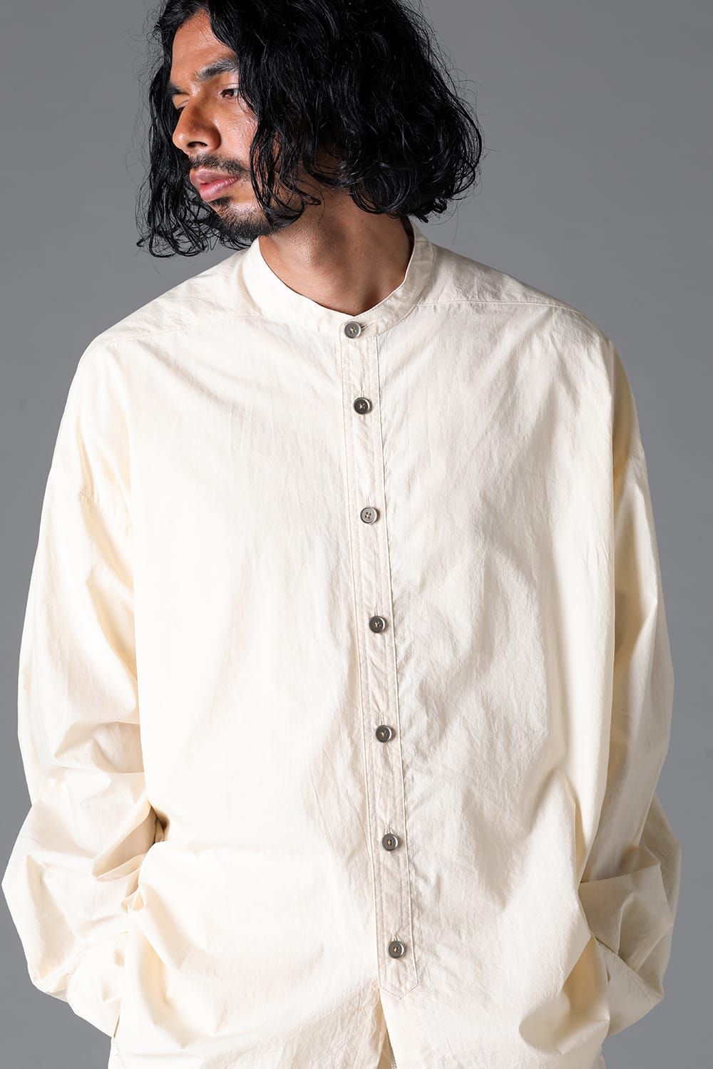 《2026SS先行予約》Stand Collar Shirts "Black / Cream /Soil" / スタンドカラーシャツ"ブラック/クリーム/ソイル"